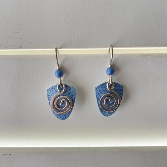 925 Sterling Silver Spiral Dangle Drop Earrings Hook Closure - Picture 3 of 5